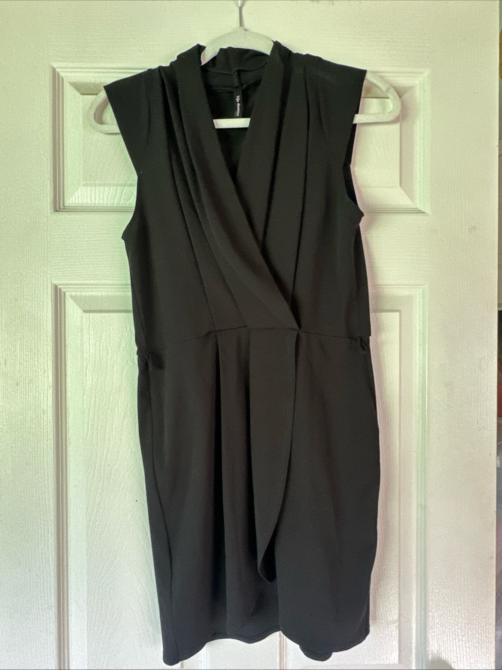 Sleeveless Black Surplice Dress by Vijo Coture size small